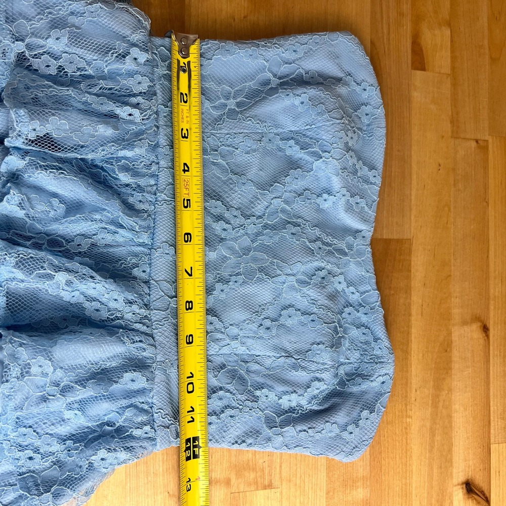 Lulus Mini Dress Strapless Lace Tiered Ruffle Size Small Blue New Fit & Flare - Picture 8 of 9